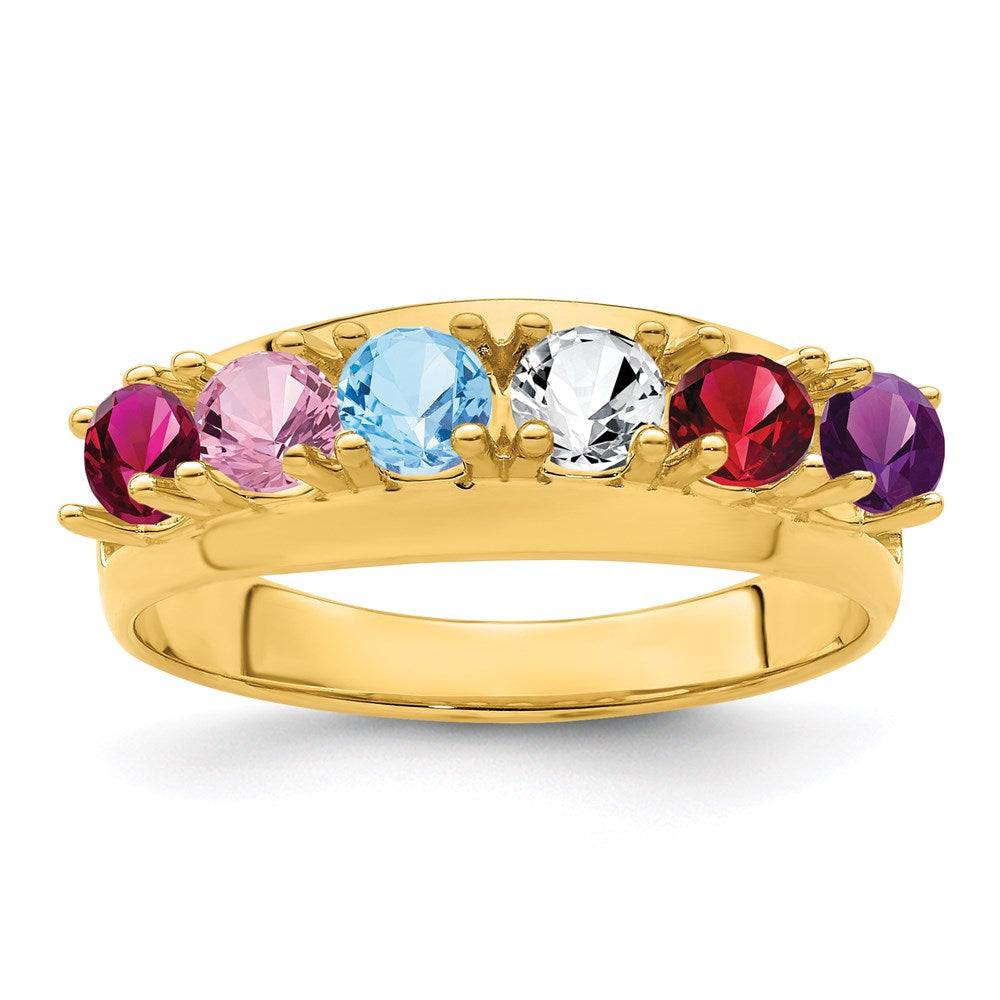 14k Genuine 6 Stone Mother's Ring