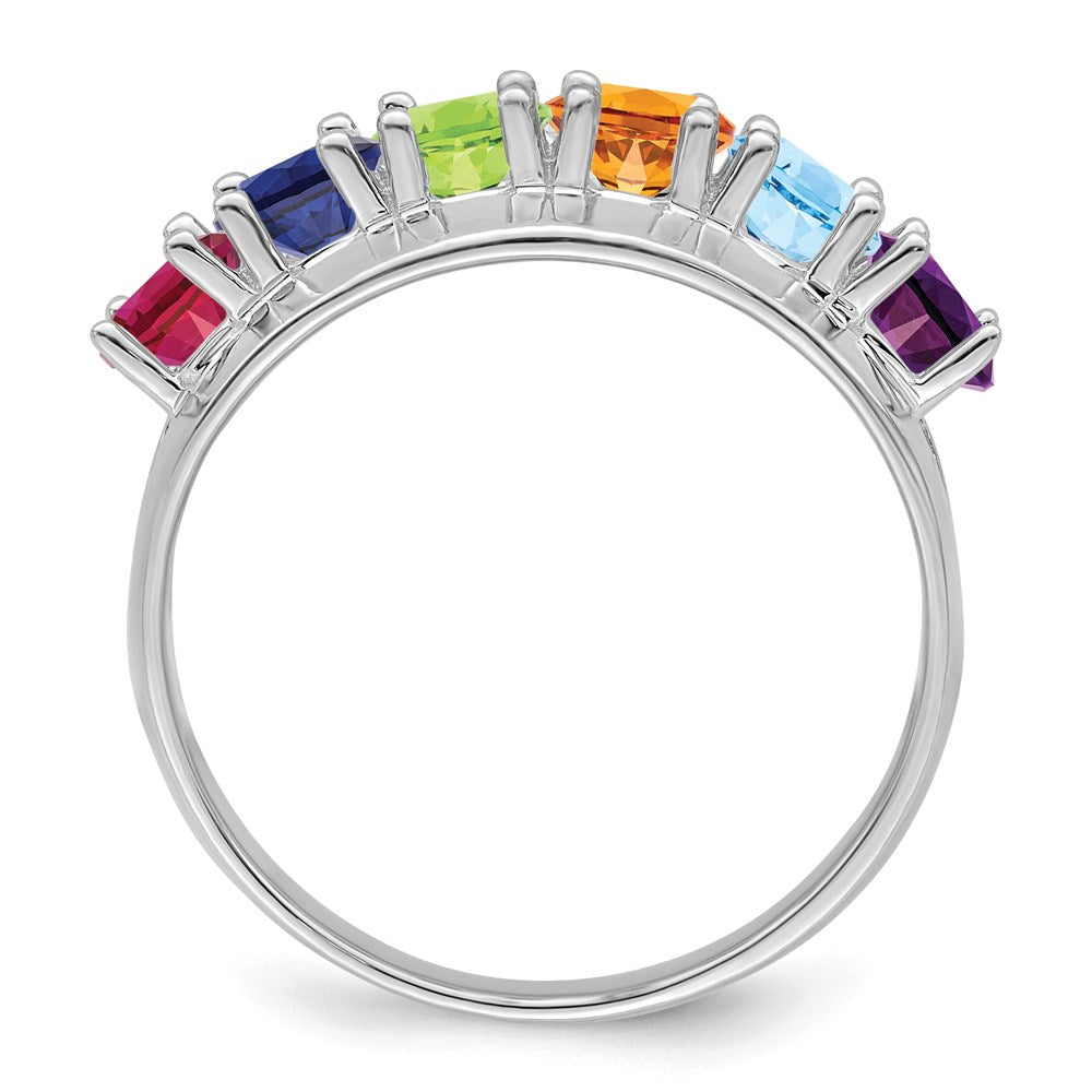 14k White Gold Synthetic Family Jewelry Ring