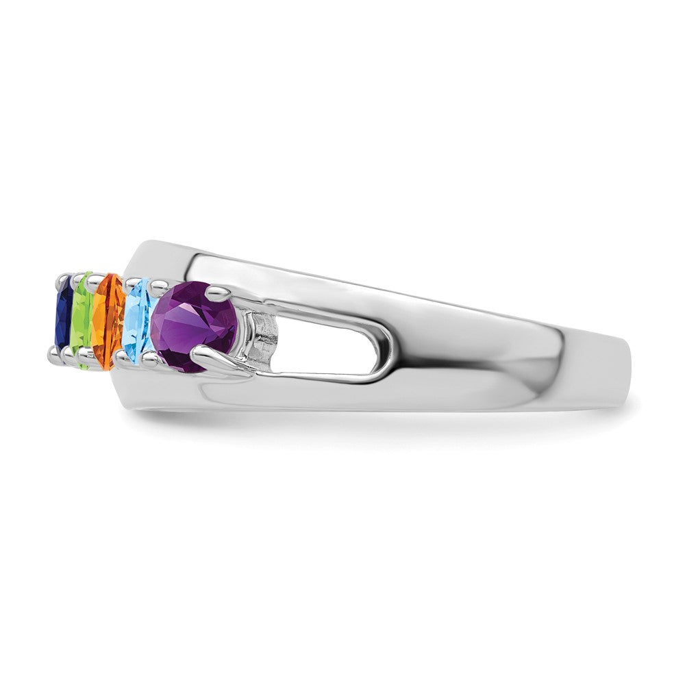 14k White Gold Synthetic Family Jewelry Ring