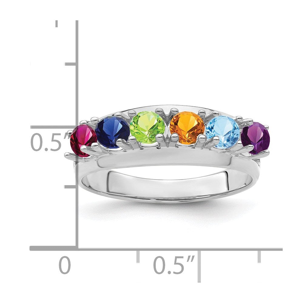 14k White Gold Synthetic Family Jewelry Ring