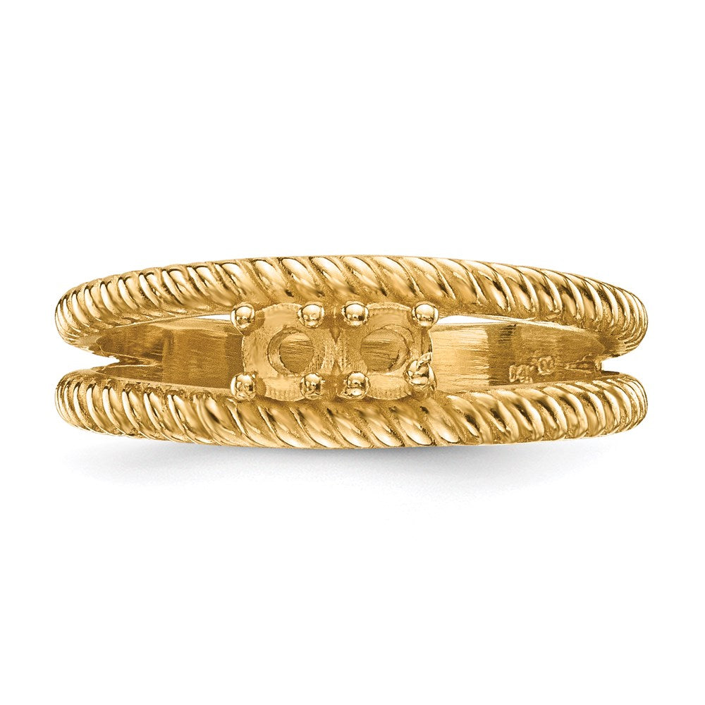 14k Polished 2-Stone Mothers Ring Mounting
