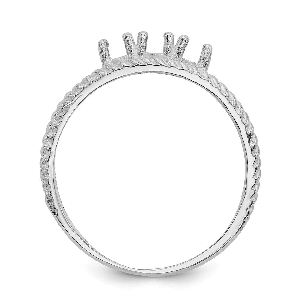 14k White Gold Polished 3-Stone Mothers Ring Mounting