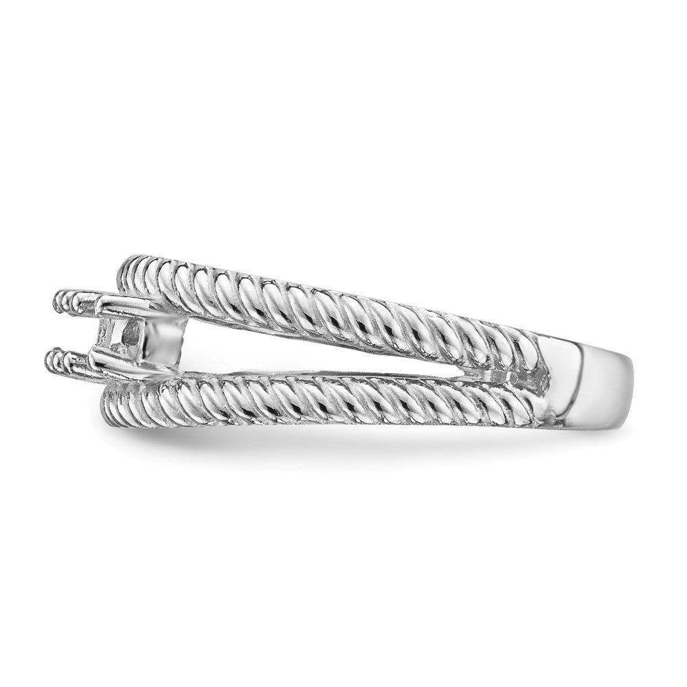 14k White Gold Polished 3-Stone Mothers Ring Mounting