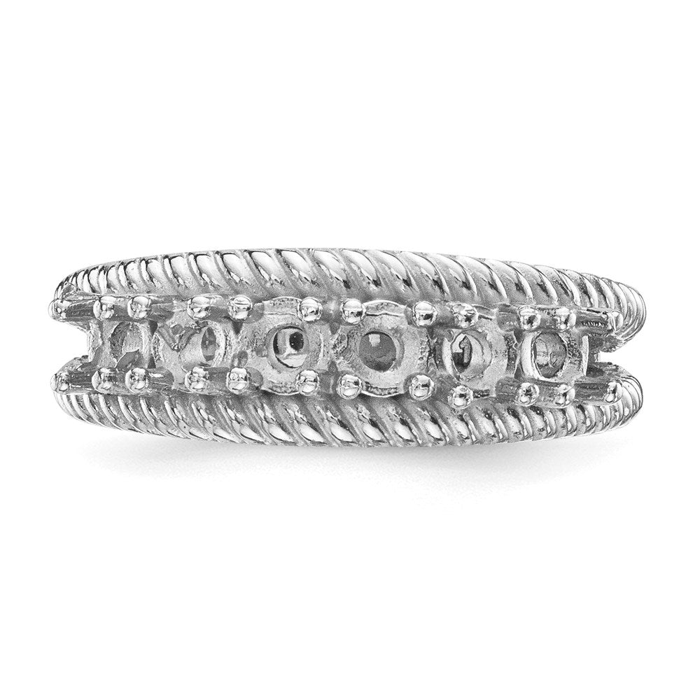 14k White Gold Polished 6-Stone Mothers Ring Mounting