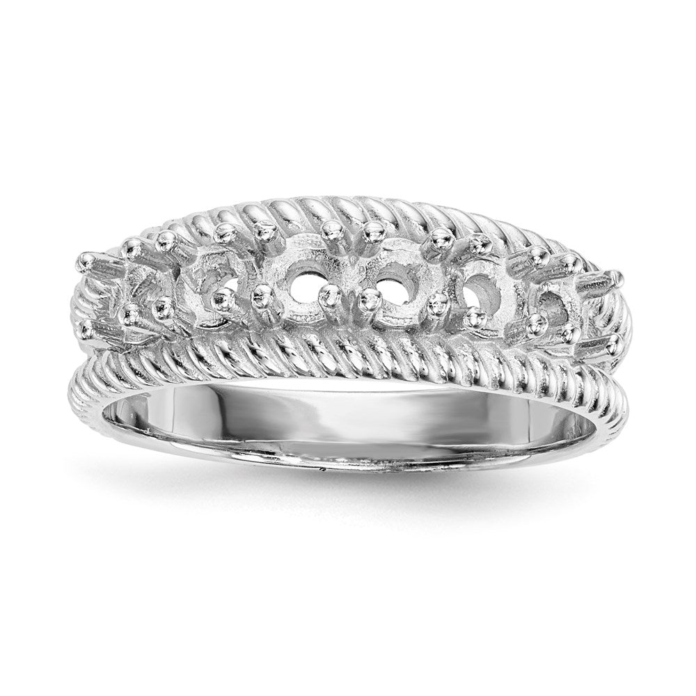 14k White Gold Polished 6-Stone Mothers Ring Mounting
