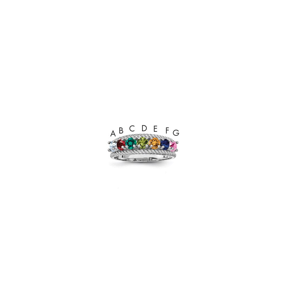 14k White Gold Polished 7-Stone Mothers Ring Mounting