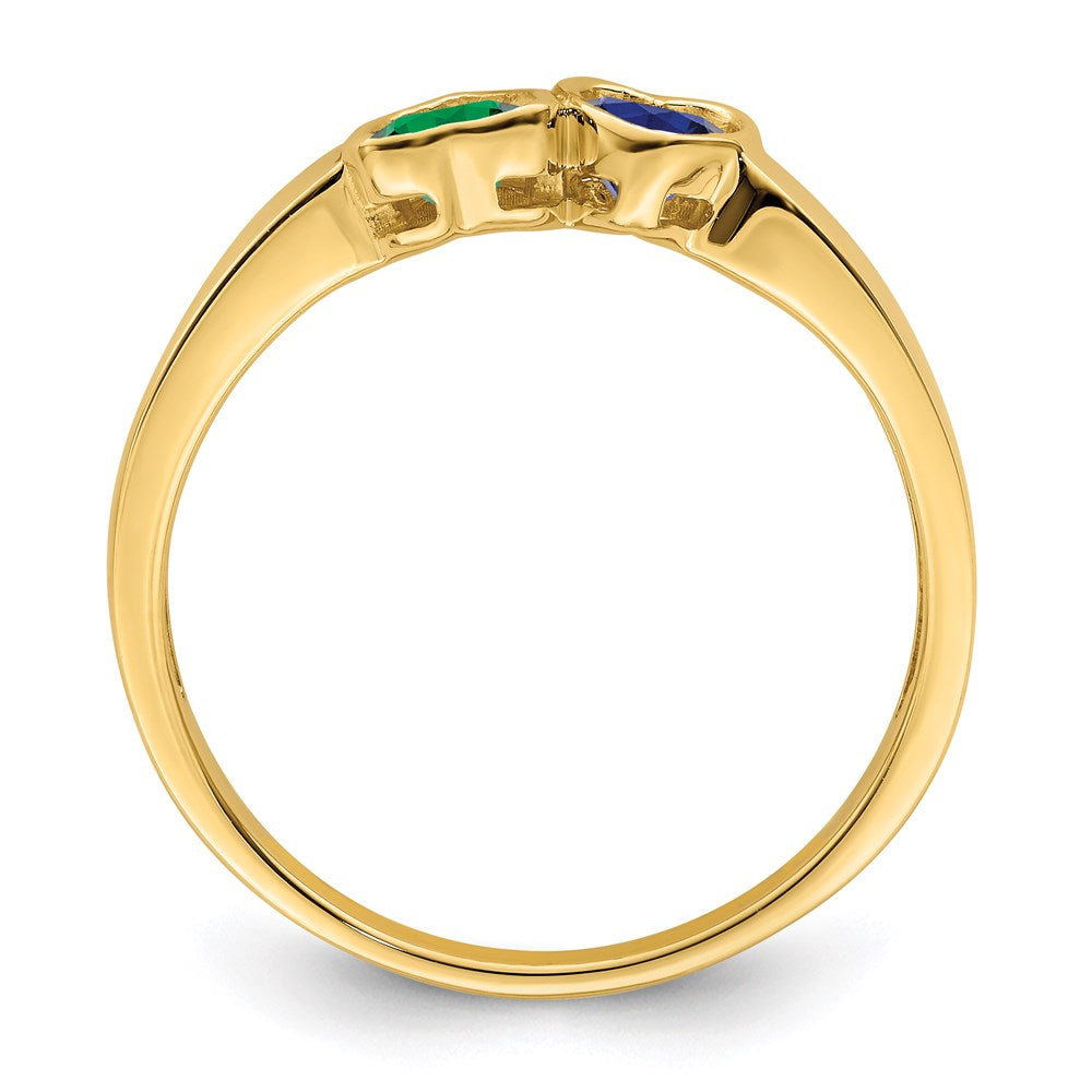 14k Genuine 2 Stone Mother's Ring
