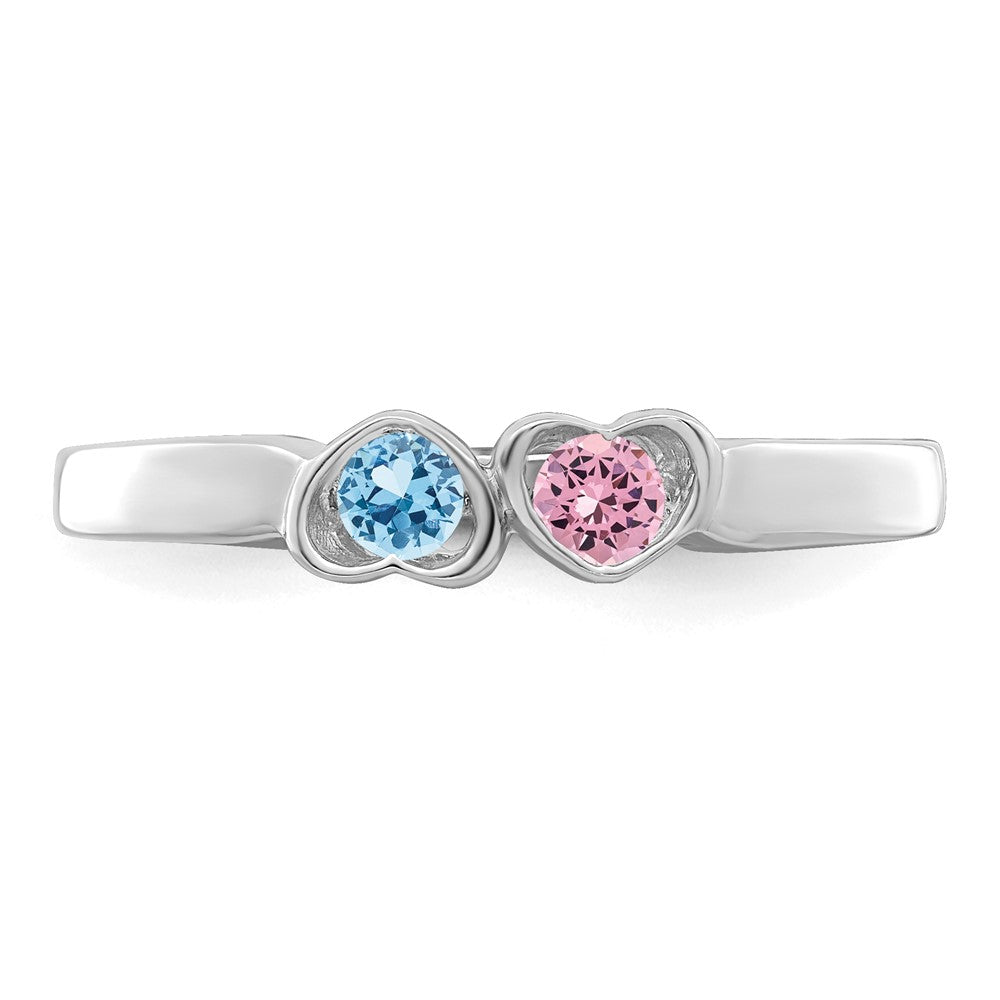 14k White Gold Synthetic Family Jewelry Ring