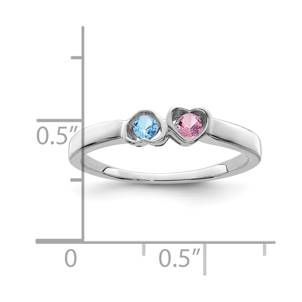 14k White Gold Genuine 2 Stone Mother's Ring