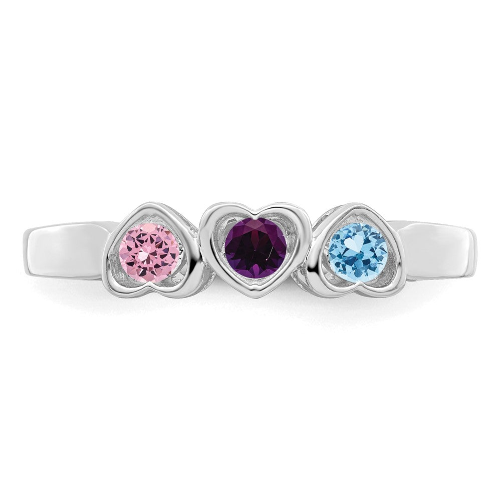 14k White Gold Synthetic Family Jewelry Ring