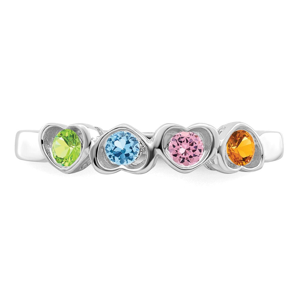 14k White Gold Synthetic Family Jewelry Ring