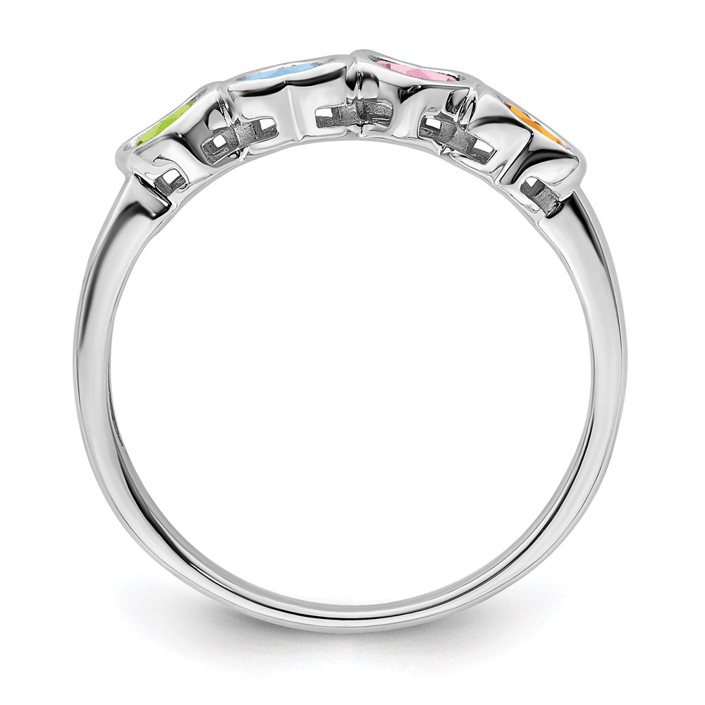 14k White Gold Genuine 4 Stone Mother's Ring