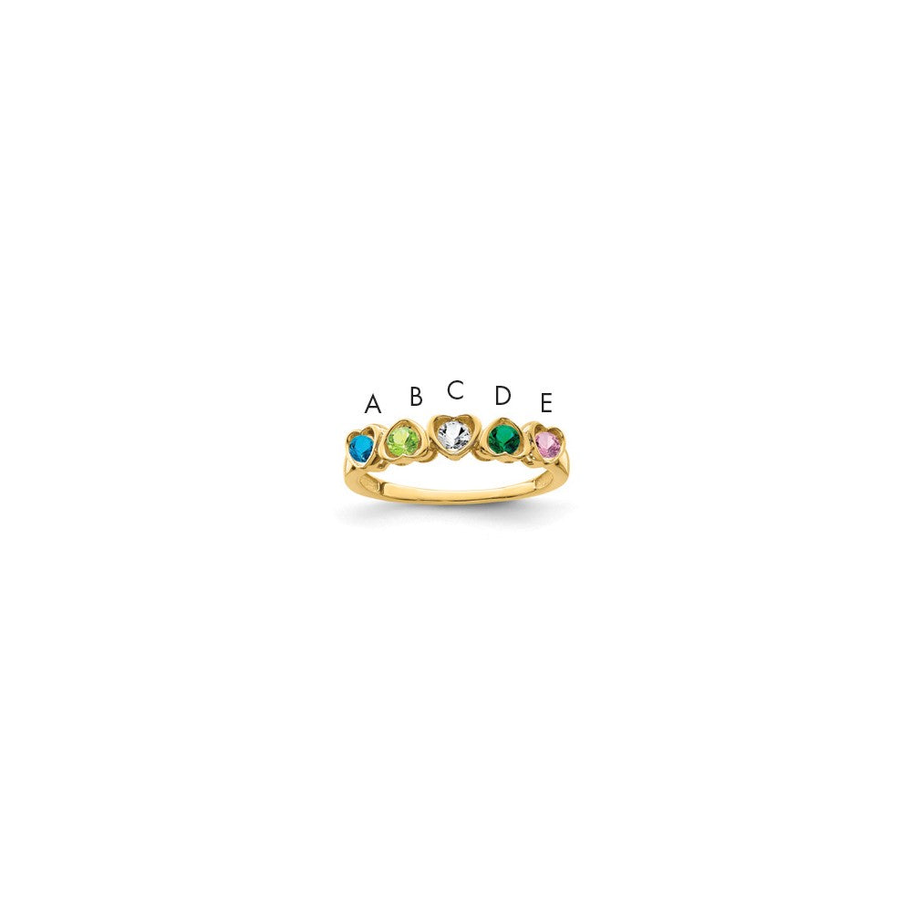 14k Genuine 5 Stone Mother's Ring