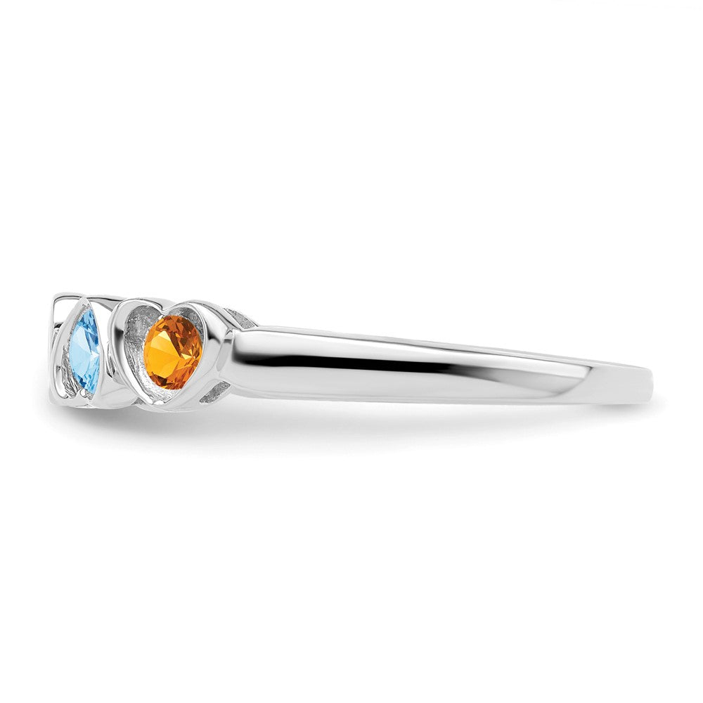14k White Gold Genuine 5 Stone Mother's Ring