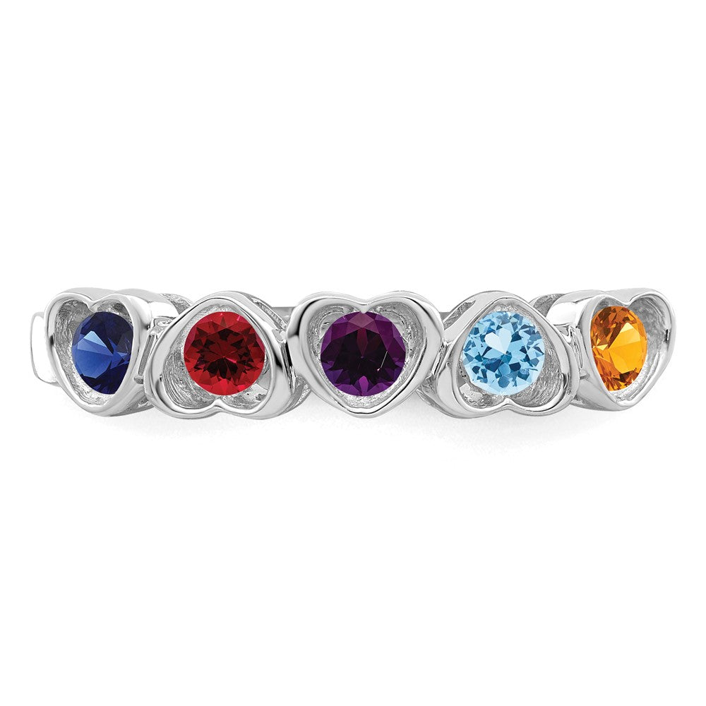 14k White Gold Genuine 5 Stone Mother's Ring