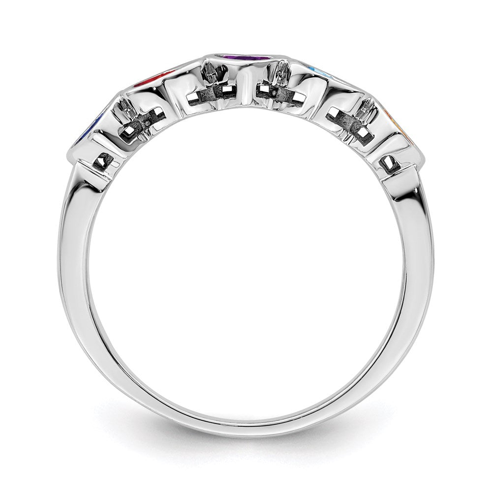 14k White Gold Genuine 5 Stone Mother's Ring
