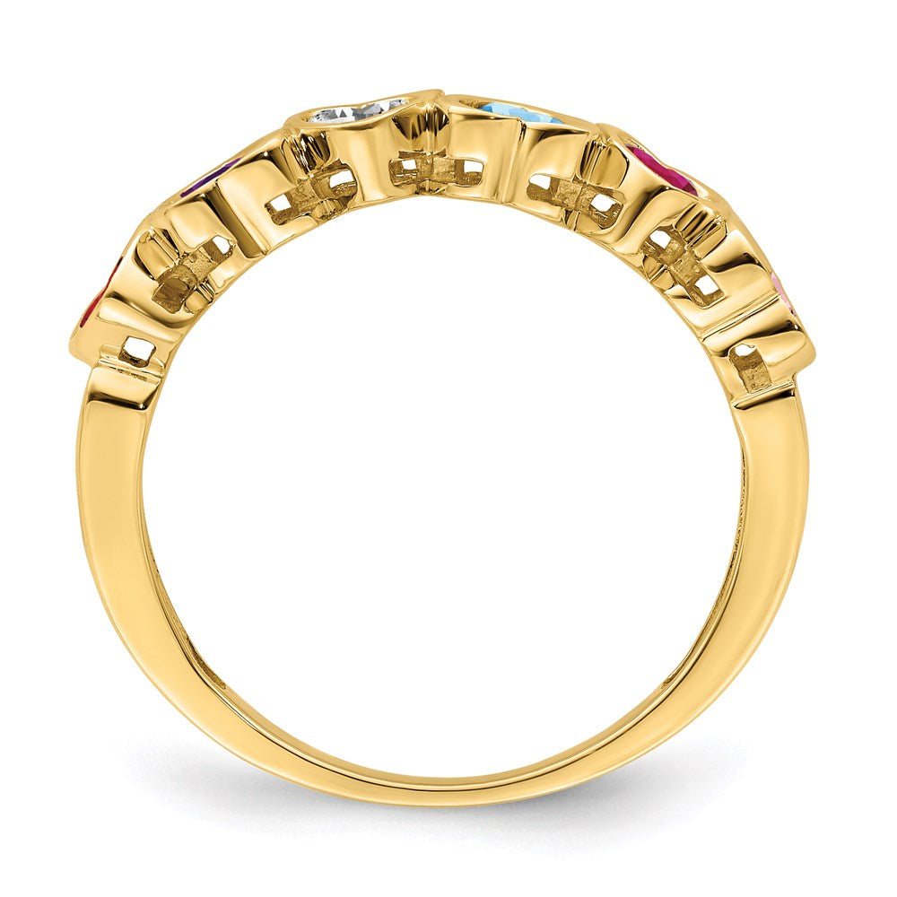14k Genuine 6 Stone Mother's Ring