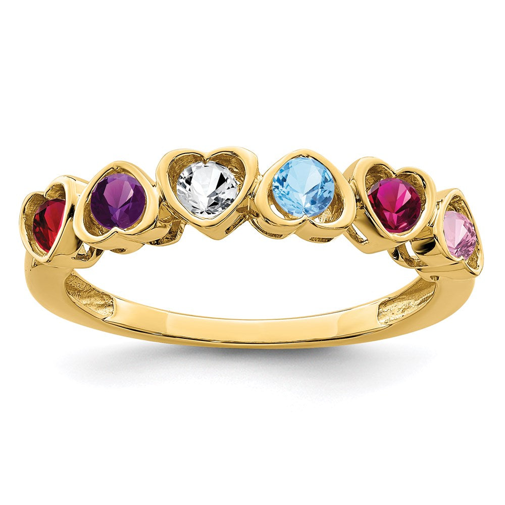 14k Genuine 6 Stone Mother's Ring