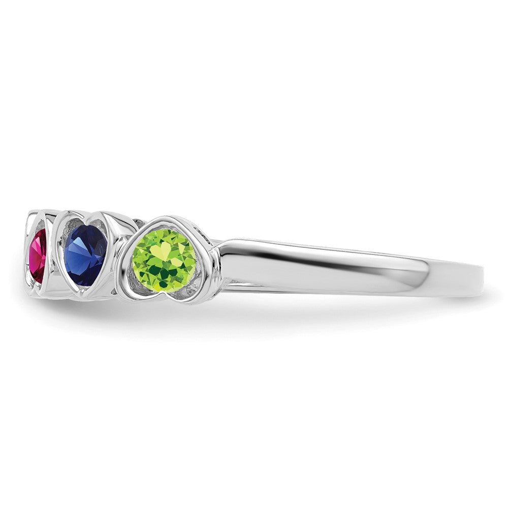 14k White Gold Synthetic Family Jewelry Ring