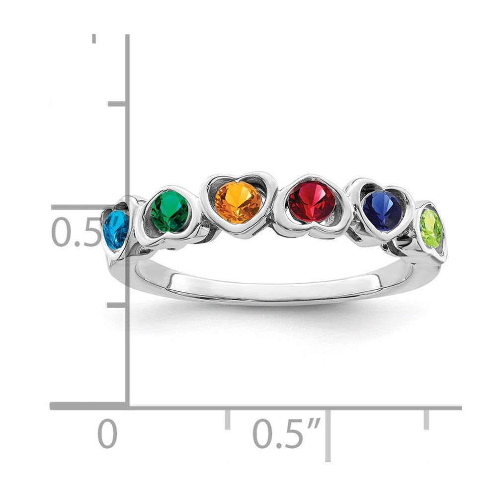 14k White Gold Synthetic Family Jewelry Ring