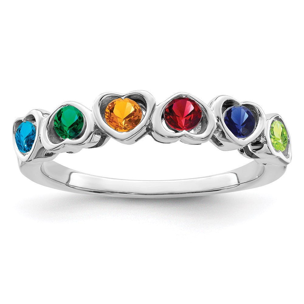 14k White Gold Synthetic Family Jewelry Ring
