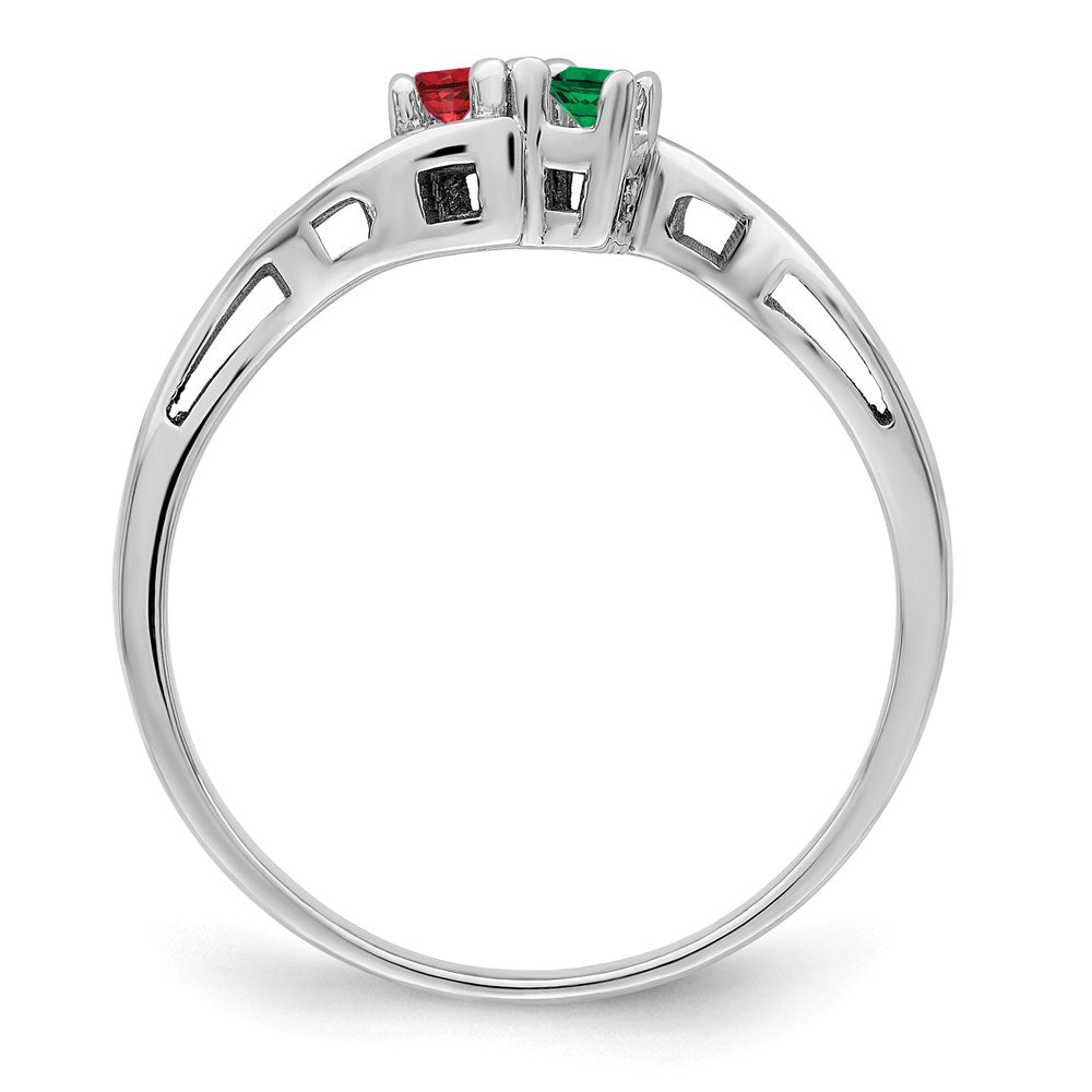 14k White Gold Synthetic Family Jewelry Ring