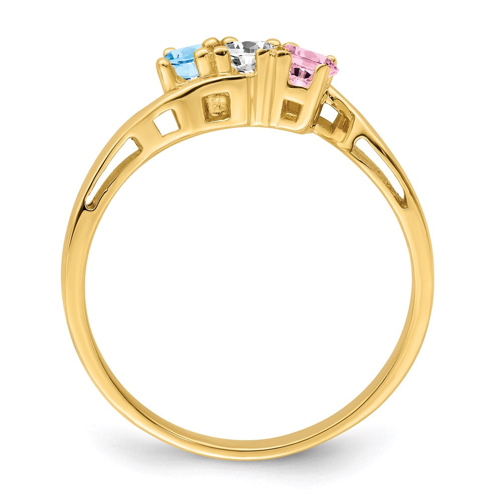 14k Genuine 3 Stone Mother's Ring