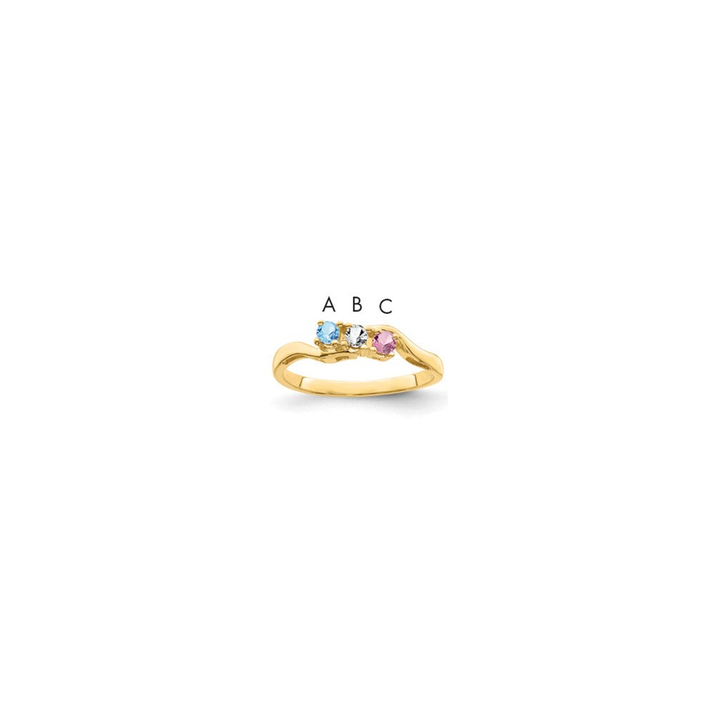 14k Genuine 3 Stone Mother's Ring