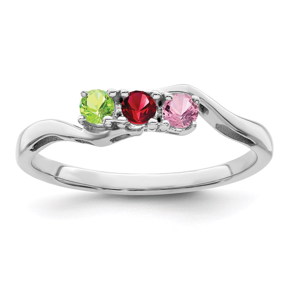 14k White Gold Synthetic Family Jewelry Ring