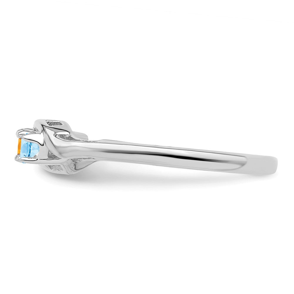 14k White Gold Synthetic Family Jewelry Ring