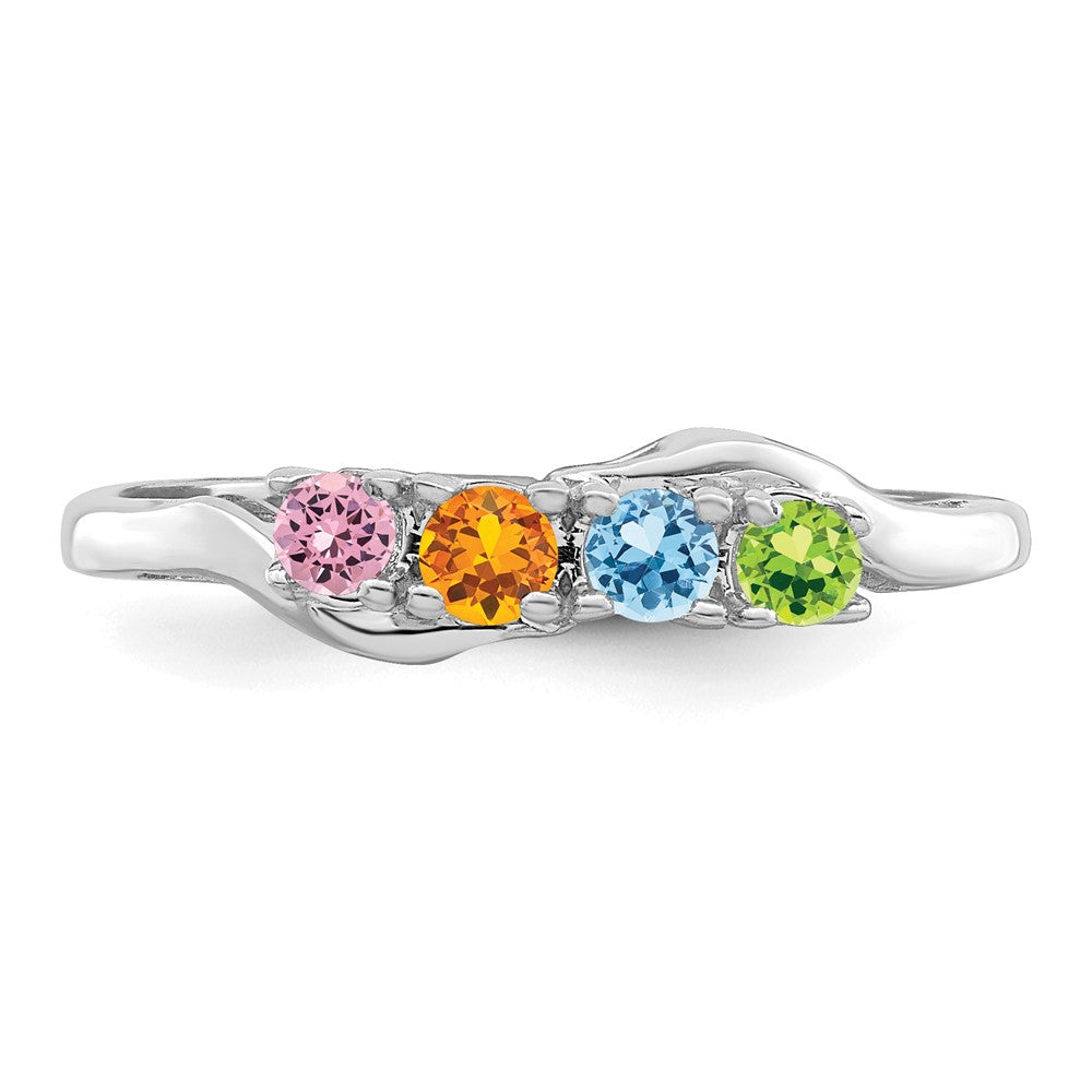 14k White Gold Synthetic Family Jewelry Ring
