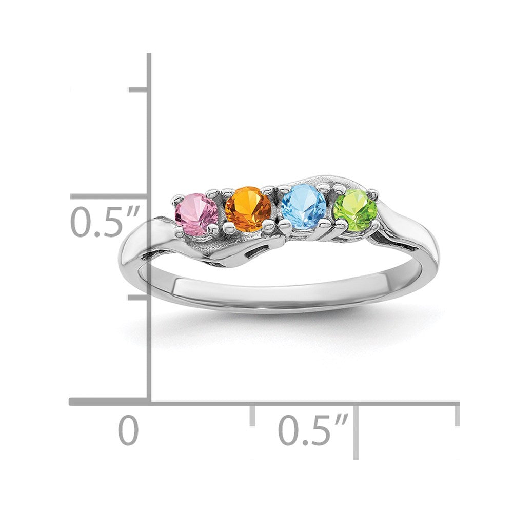 14k White Gold Synthetic Family Jewelry Ring