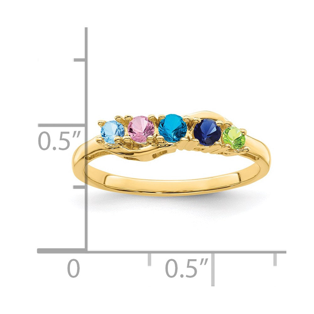 14k Genuine 5 Stone Mother's Ring