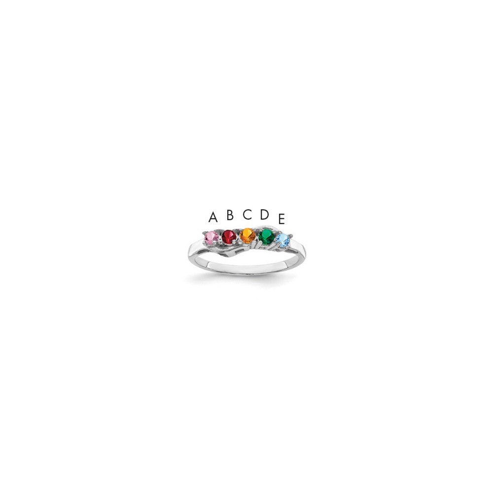 14k White Gold Genuine 5 Stone Mother's Ring