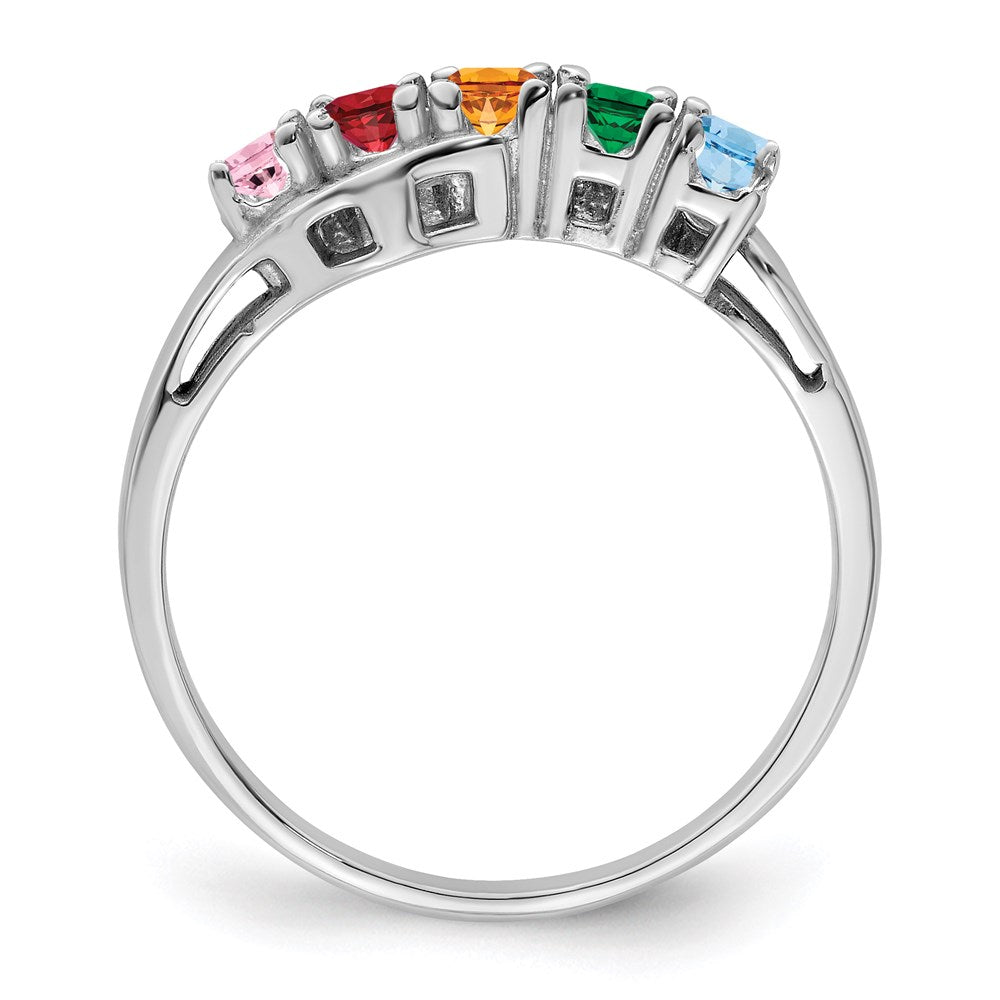 14k White Gold Synthetic Family Jewelry Ring
