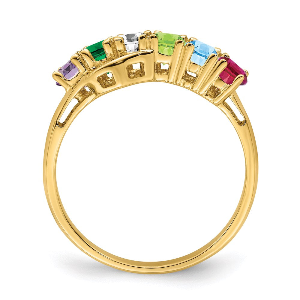 14k Genuine 6 Stone Mother's Ring