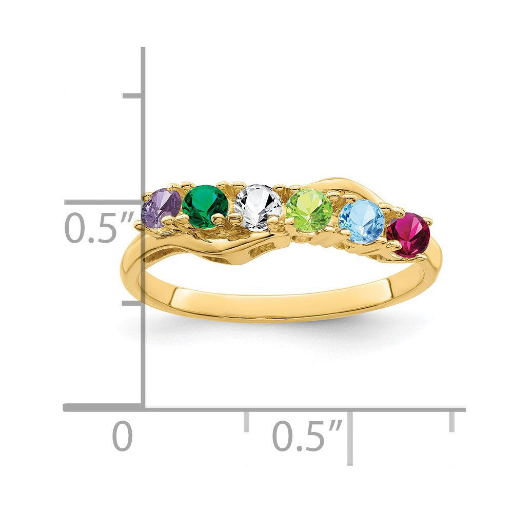 14k Genuine 6 Stone Mother's Ring