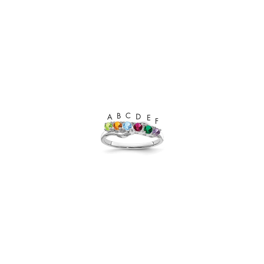 14k White Gold 5x3mm Oval Synthetic Family Jewelry Ring