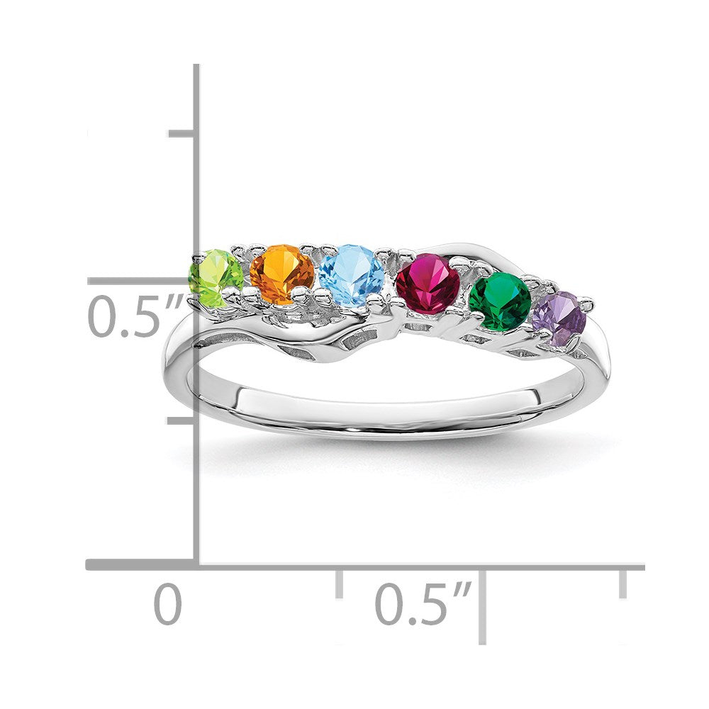 14k White Gold 5x3mm Oval Synthetic Family Jewelry Ring