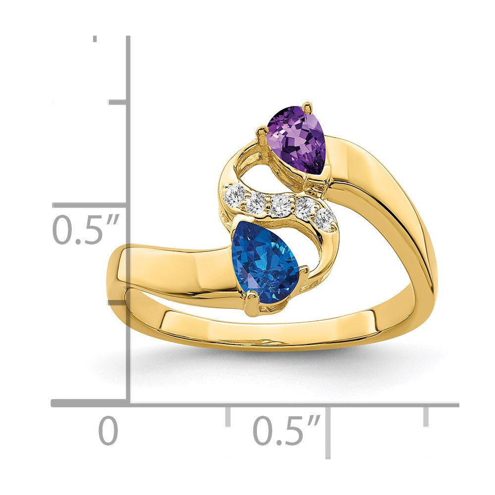 14k Synthetic Family Jewelry Ring