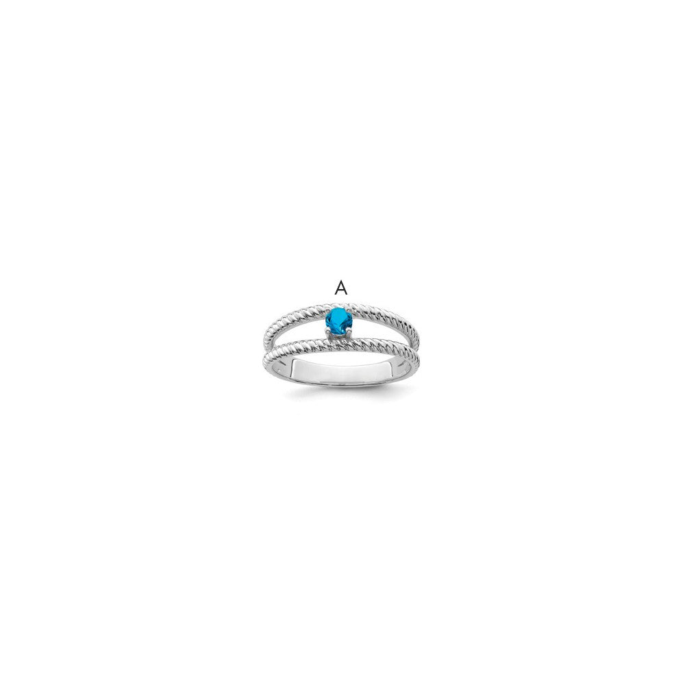 14k White Gold Genuine 1 Stone Mother's Ring