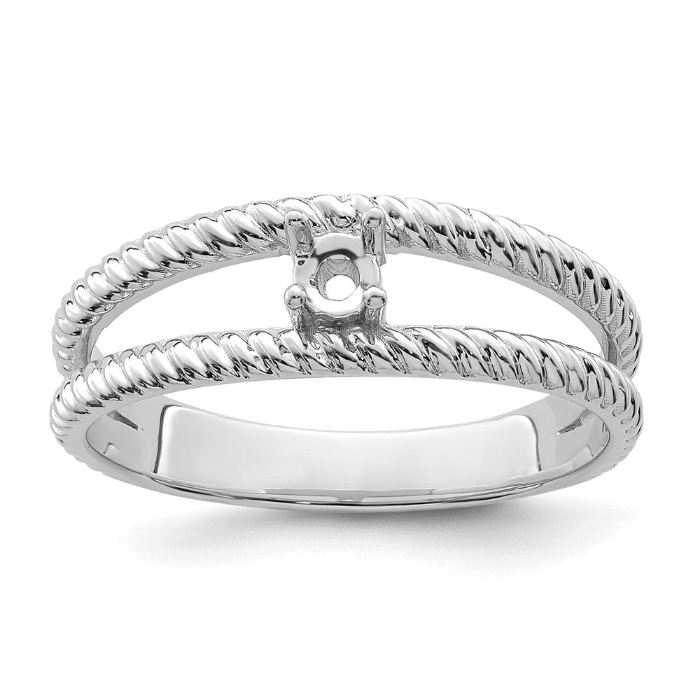 14k White Gold Polished 1-Stone Mothers Ring Mounting