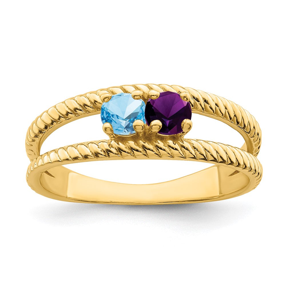 10k Polished 2-Stone Mothers Ring Mounting