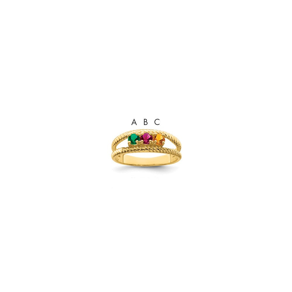 14k Genuine 3 Stone Mother's Ring