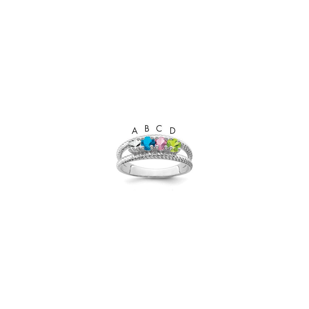 14k White Gold Family Jewelry Ring