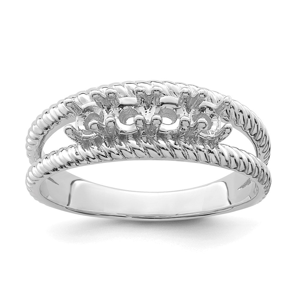 14k White Gold Polished 4-Stone Mothers Ring Mounting