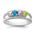 14k White Gold Synthetic Family Jewelry Ring