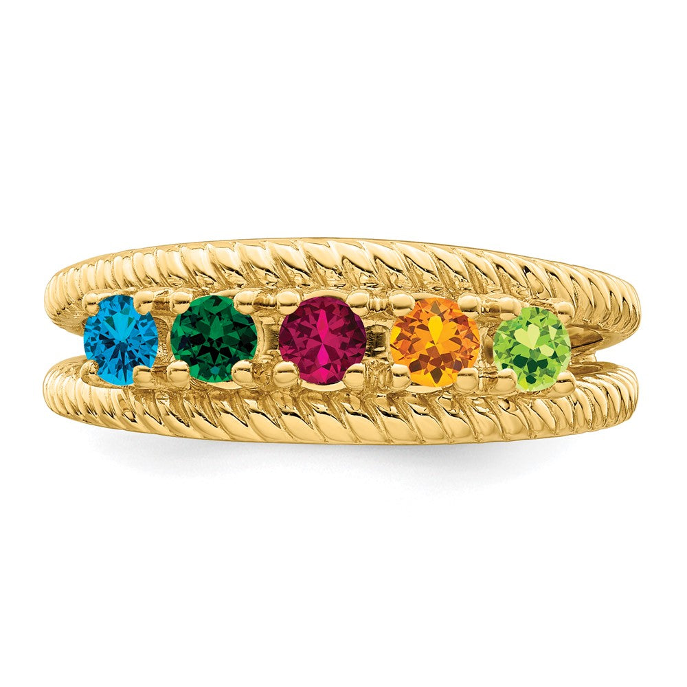 14k Polished 5-Stone Mothers Ring Mounting