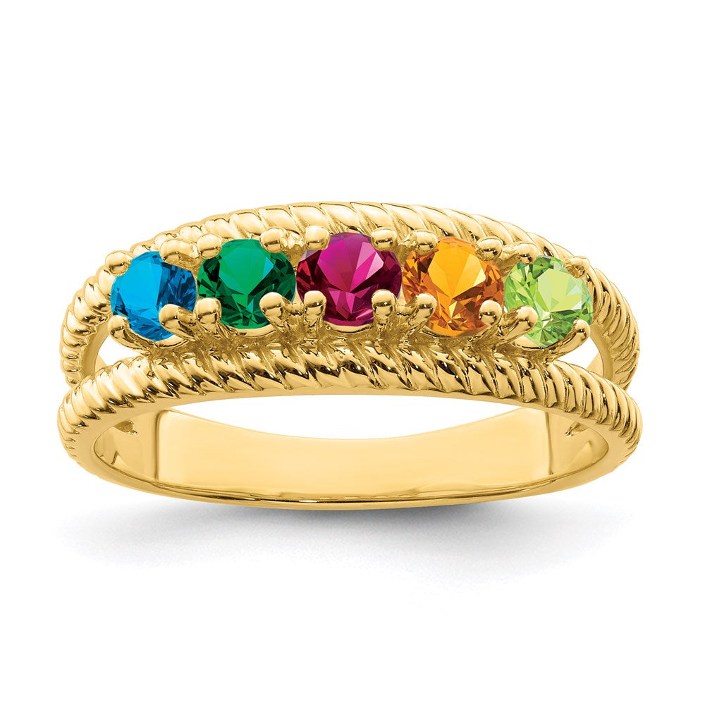 14k Polished 5-Stone Mothers Ring Mounting