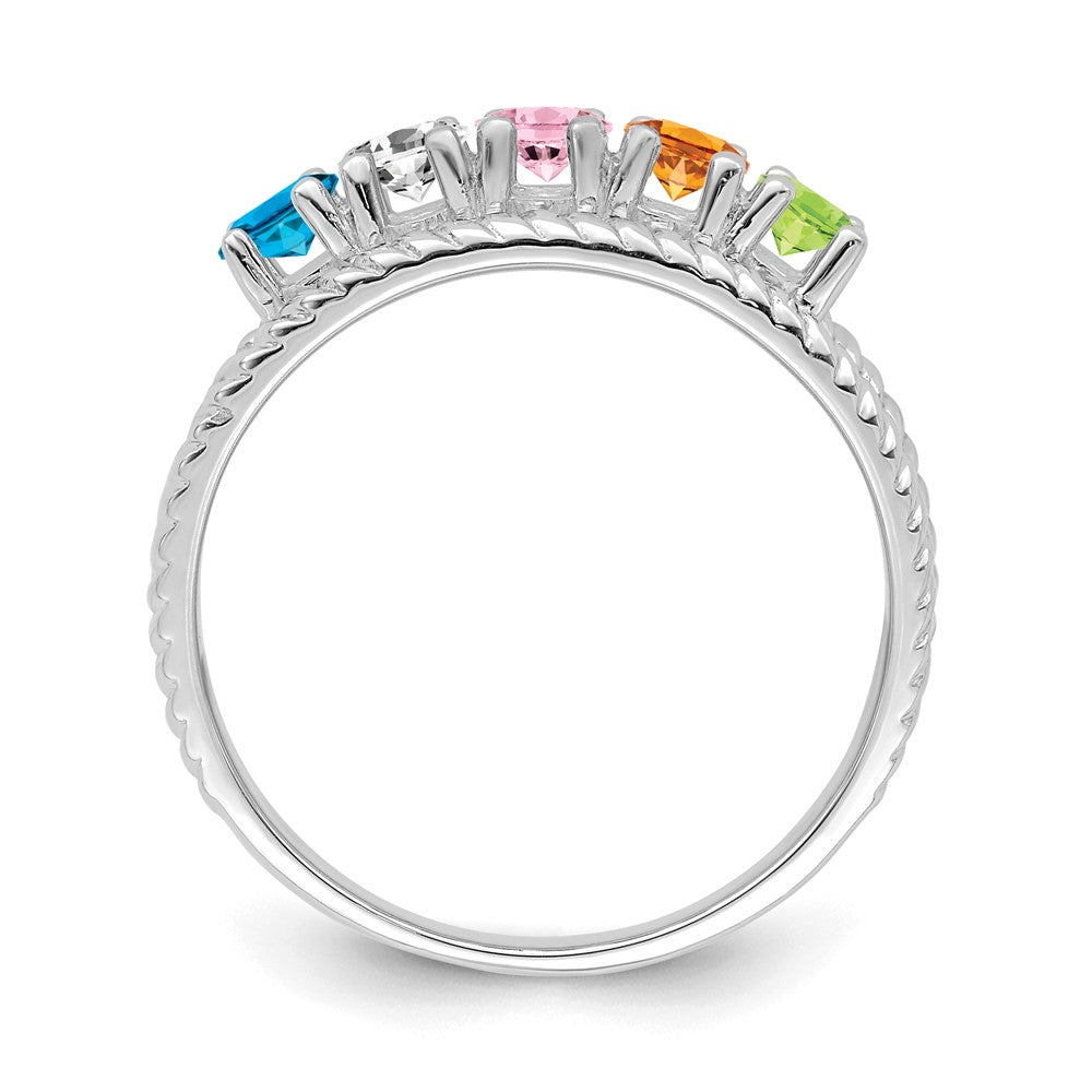 14k White Gold Polished 5-Stone Mothers Ring Mounting